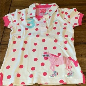 Joules polka dot polo shirt with horse appliqué 8y